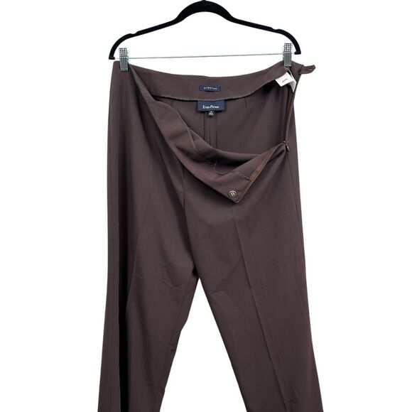 Evan Picone Women Trousers Dress Pants Stretch Straight Leg Side Zip Brown Sz 12 - Picture 5 of 7